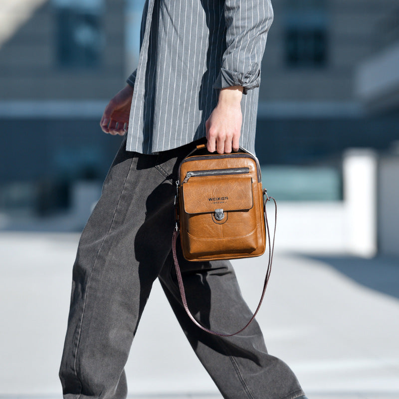 Premium PU Leather Crossbody Bag for Men - Vintage Dark Brown Shoulder Bag Tristar Online