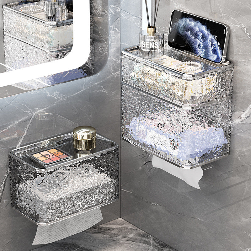 2PCS Stylish Double-Layer Transparent Wave-Textured Tissue Box Holder - Stylish Bathroom Storage Tristar Online