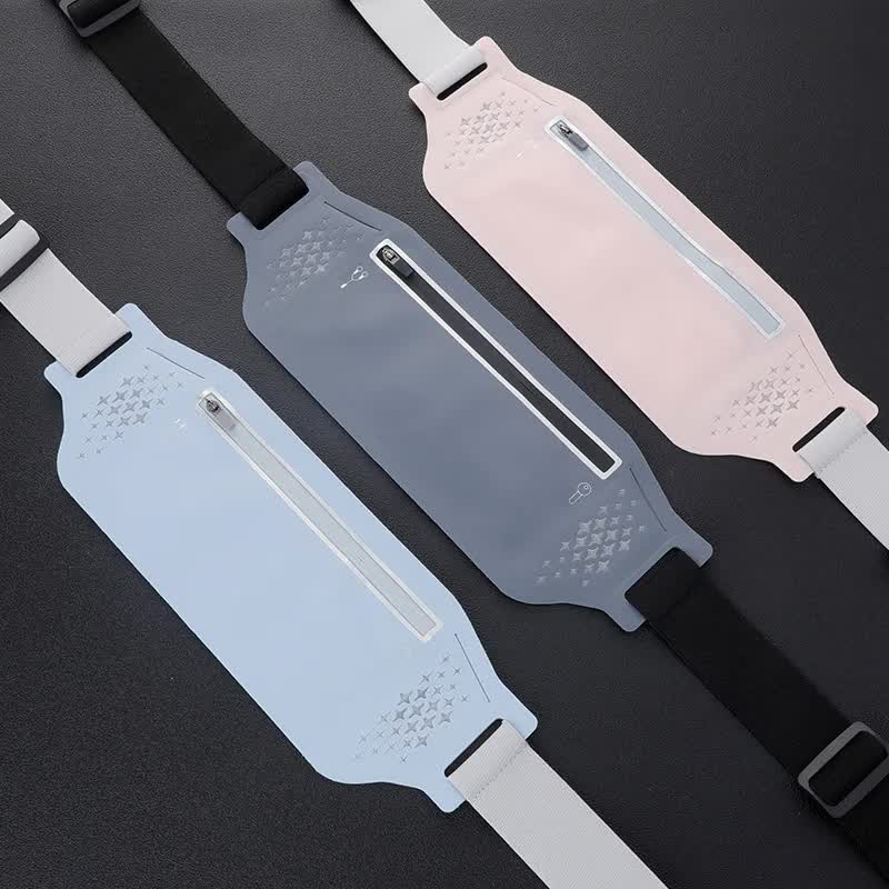 2 Pcs Grey Lightweight Women's Running Waist Bag - Splash-Proof Fitness Belt with Stretchable Phone Storage Tristar Online