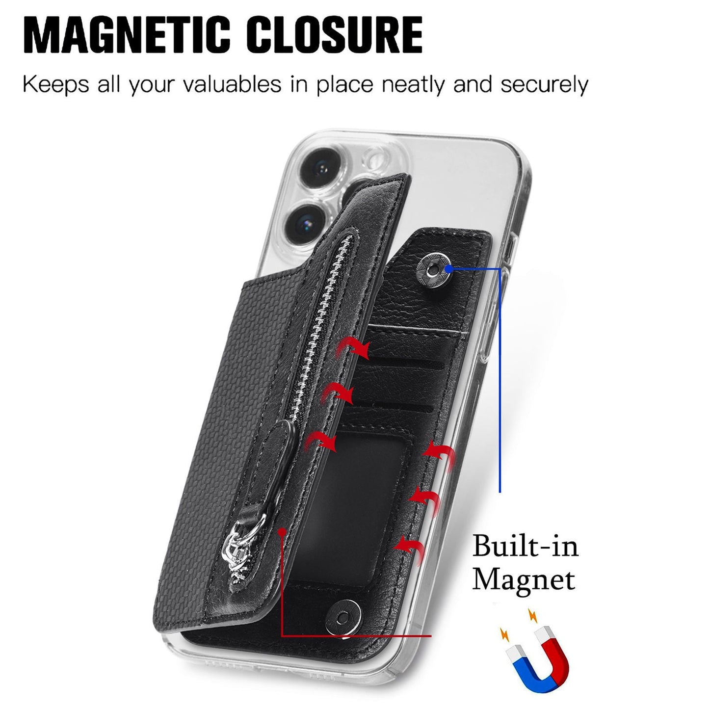 2 Pcs Khaki Multifunction Stick-On Phone Wallet - PU Leather Card Holder with Zipper & Flip Cover Tristar Online