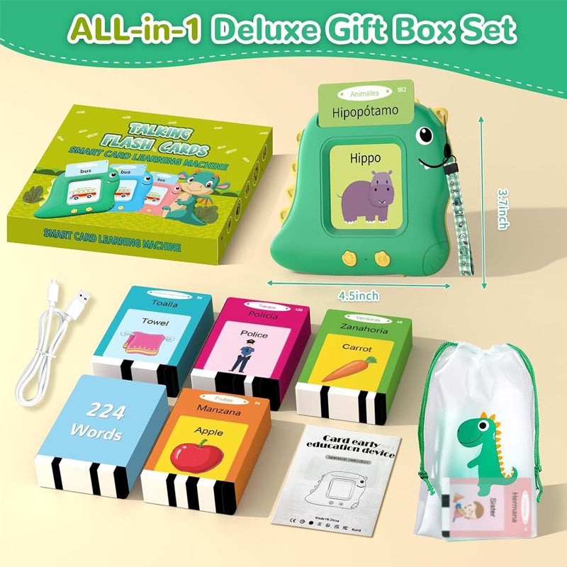 Blue Cat Spanish & English Bilingual Flash Card Reader - Interactive Audio Learning Toy (112 Cards) Tristar Online