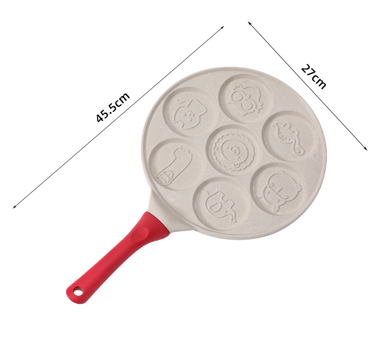 Large Black Flat + Black Handle (Gas Model) Non-Stick Pancake Pan - 7-Hole Fun Shapes Breakfast Griddle (27cm) Tristar Online