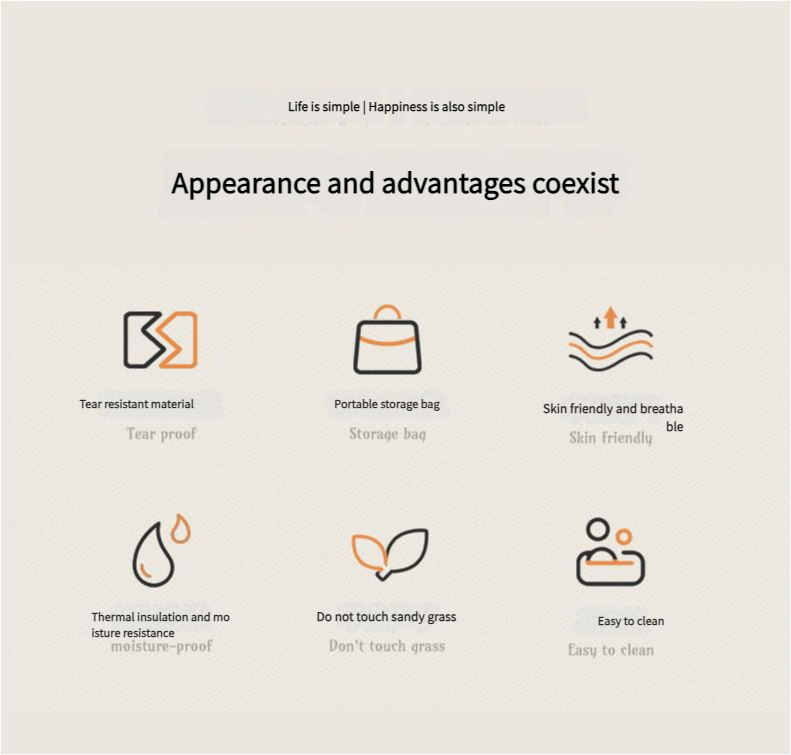 Waterproof Foldable Picnic Blanket with Handle - 2x2m Thin white strip Tristar Online