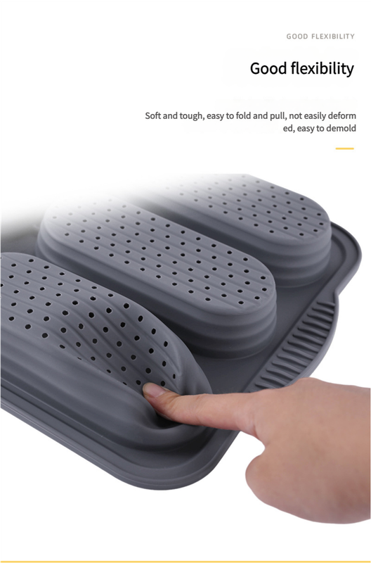 Grey 6-hole silicone baking mold, perforated loaf pan 37.5 cm x 24.5 cm, suitable for bread and cakes (sold in sets of 2) Tristar Online