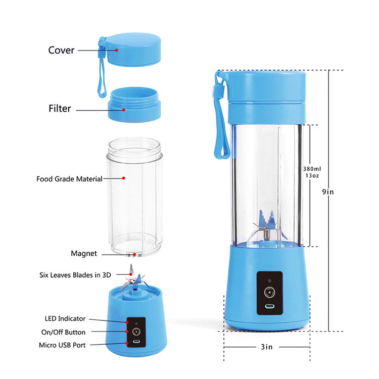Blue Portable Blender USB Rechargeable - Personal Size Smoothie Maker On The Go Tristar Online
