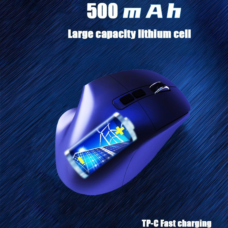 Ergonomic Vertical Wireless Mouse - Dual Mode (2.4G + Bluetooth), RGB Light, Rechargeable 500mAh Battery(Gray) Tristar Online