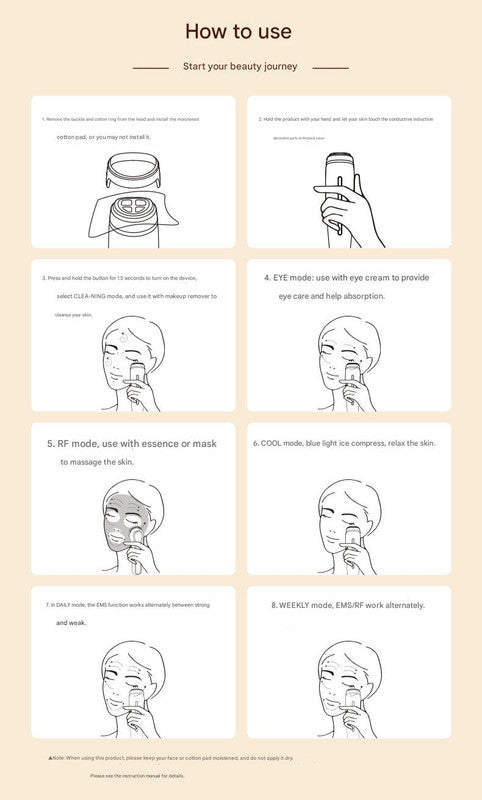 Multi-Function Facial Beauty Device - 6 Modes, 3 Intensity Levels, LED Therapy & Magnetic Charging(Gradient Color) Tristar Online