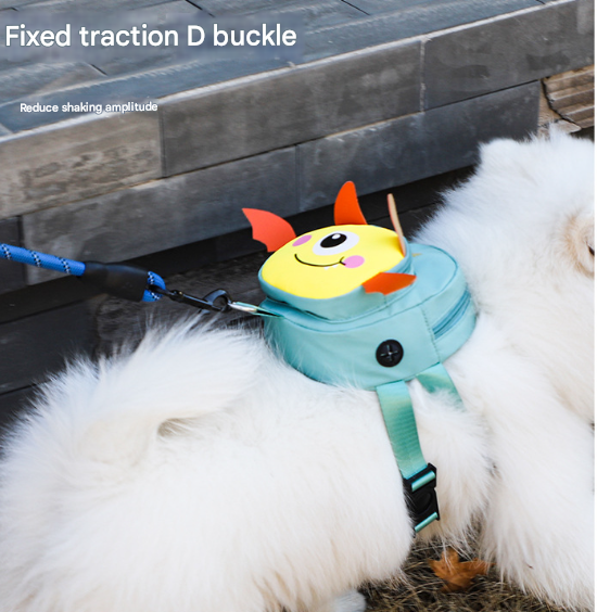 Dark Blue Adorable Monster Pet Backpack Harness - Small Dog & Cat Treat Pouch with Poop Bag Dispenser Tristar Online