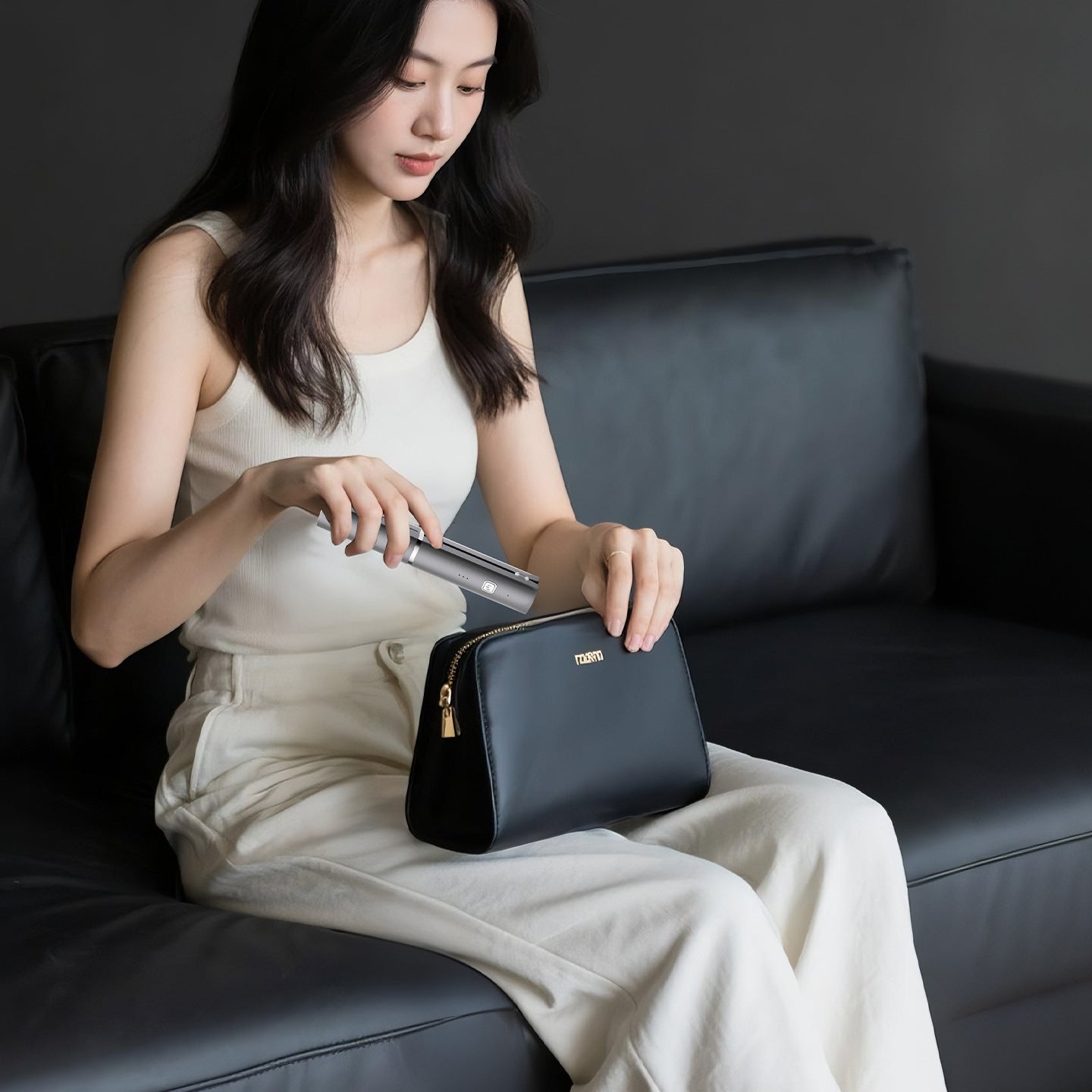 Dark Grey Compact Cordless Hair Straightener - Portable 2-in-1 Mini Flat Iron, USB-C Rechargeable for Travel & Touch-ups Tristar Online