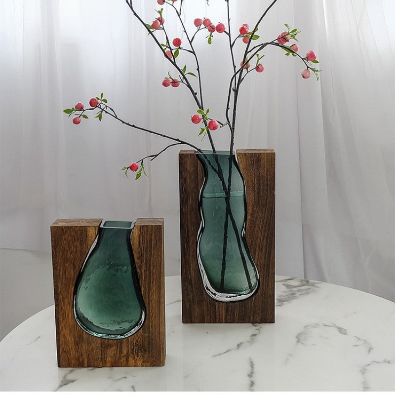 Modern Sculptural Wood and Glass Vase for Home Decor Tristar Online