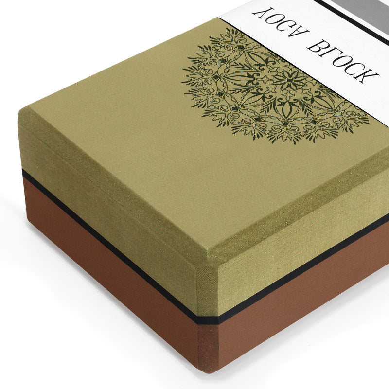 Olive Green/Brown High-Density EVA Foam Yoga Block for Support & Stability - Lightweight Non-Slip Brick for Yoga, Pilates & Stretching Tristar Online