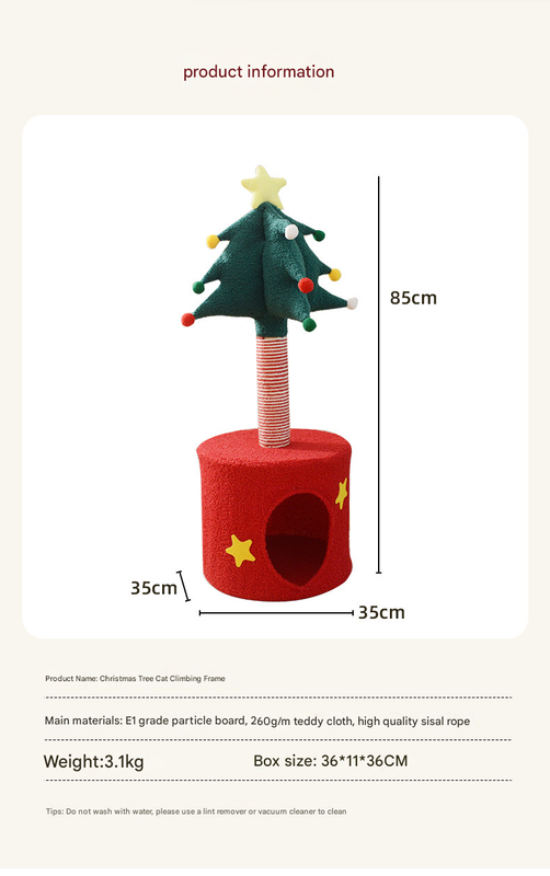 Festive Christmas Tree Cat Scratcher & Condo | 2-in-1 Sisal Post with Cozy Hideaway Bed Tristar Online