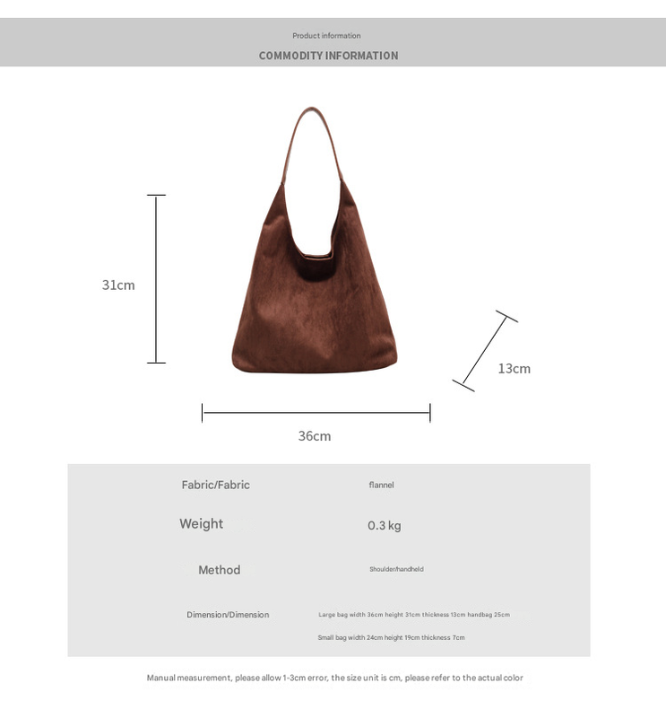 Coffee color Chic Faux Suede Tote Bag with Matching Pouch | Large Capacity Slouchy Shoulder Bag Tristar Online