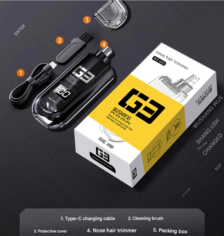 Black Painless Electric Nose & Ear Hair Trimmer - USB-C Rechargeable Grooming Tool with LED Battery Display for Men and Women Tristar Online