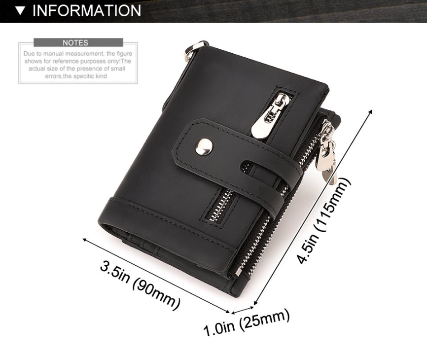 Brown Genuine Leather Men's RFID Blocking Wallet - High Capacity Trifold with Zipper Coin Pocket Tristar Online