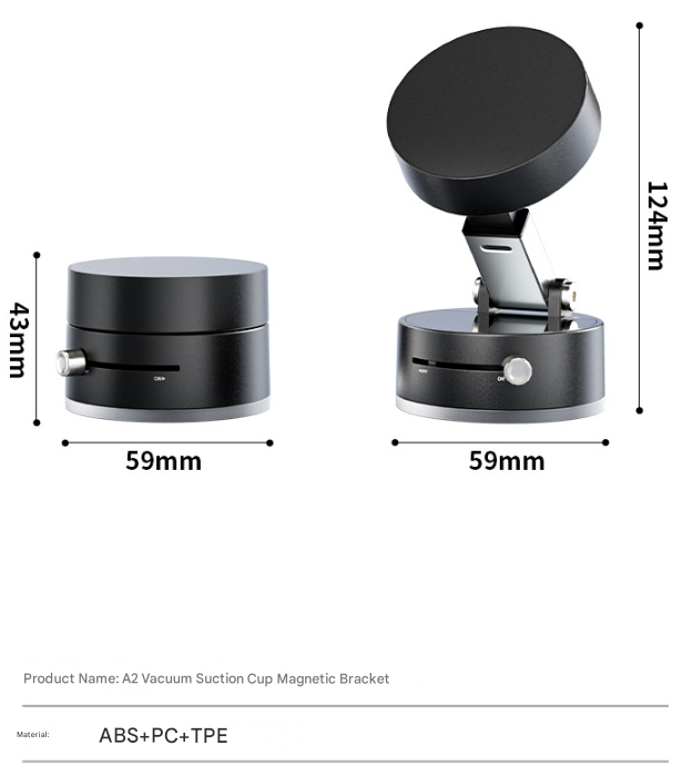 Black Multi-Functional Vacuum Suction Cup Stand - Foldable, Extendable Kitchen Lazy Person's Dual-Sided Magnetic Phone Holder Tristar Online