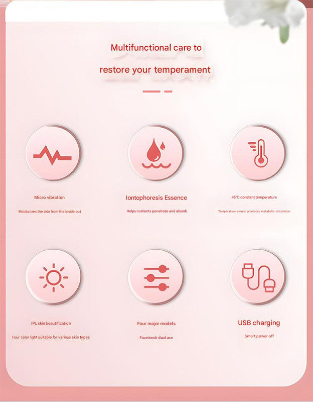 Multi-Functional Neck & Face Beauty Massager - Constant Heat, Ion Infusion & Sonic Vibration(gold) Tristar Online