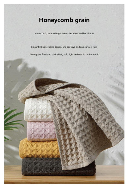 Luxurious 100% Cotton Waffle Weave Towel Set - 3-Piece Absorbent, Quick-Drying & Soft(Light Brown) Tristar Online