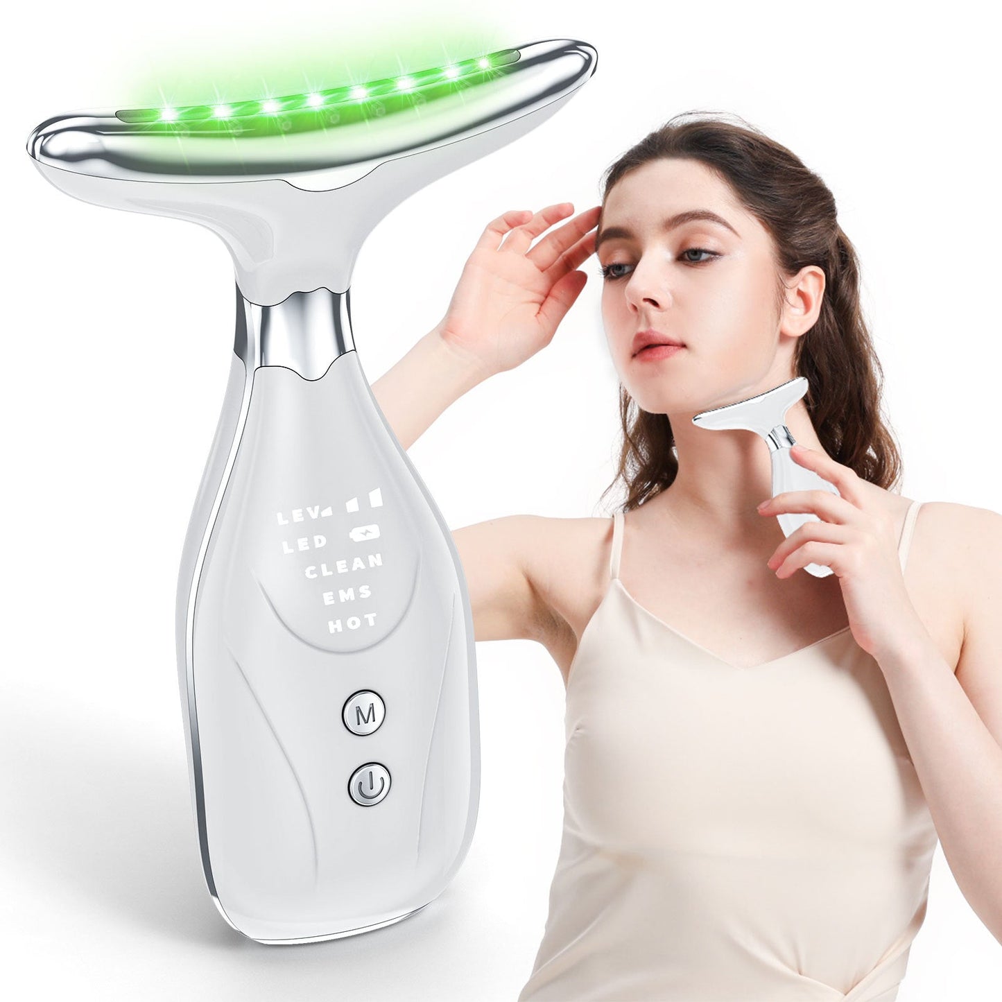 Multi-Function Facial & Neck Massager with LED Light Therapy, EMS & Warm Import - Rechargeable Skin Care Device(black) Tristar Online