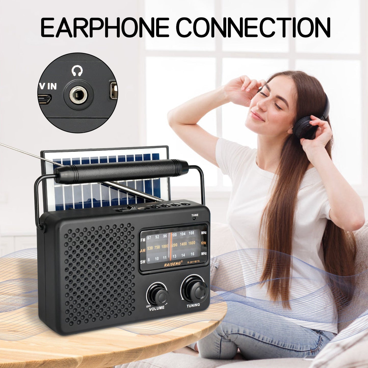 Portable Solar Powered 3-Band AM/FM/SW Radio with Bluetooth Speaker & Multiple Charging Options(black) Tristar Online
