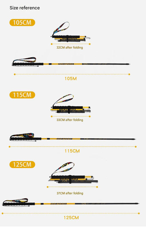 Ultralight Carbon Fiber Foldable Trail Running & Hiking Pole(yellow Recommended height range 155-165cm) Tristar Online