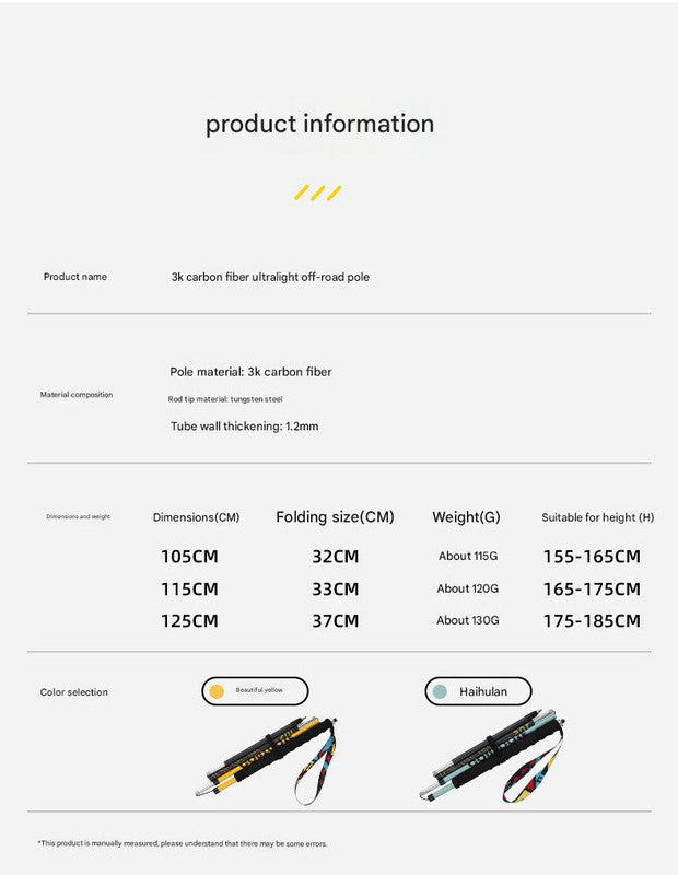 Ultralight Carbon Fiber Foldable Trail Running & Hiking Pole(blue Recommended height range 165-175cm) Tristar Online