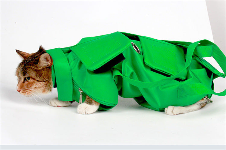 Size S Green Multi-Functional Cat Grooming Bag - Anti-Scratch Restraint Pouch for Nail Trimming and Vet Visits Tristar Online