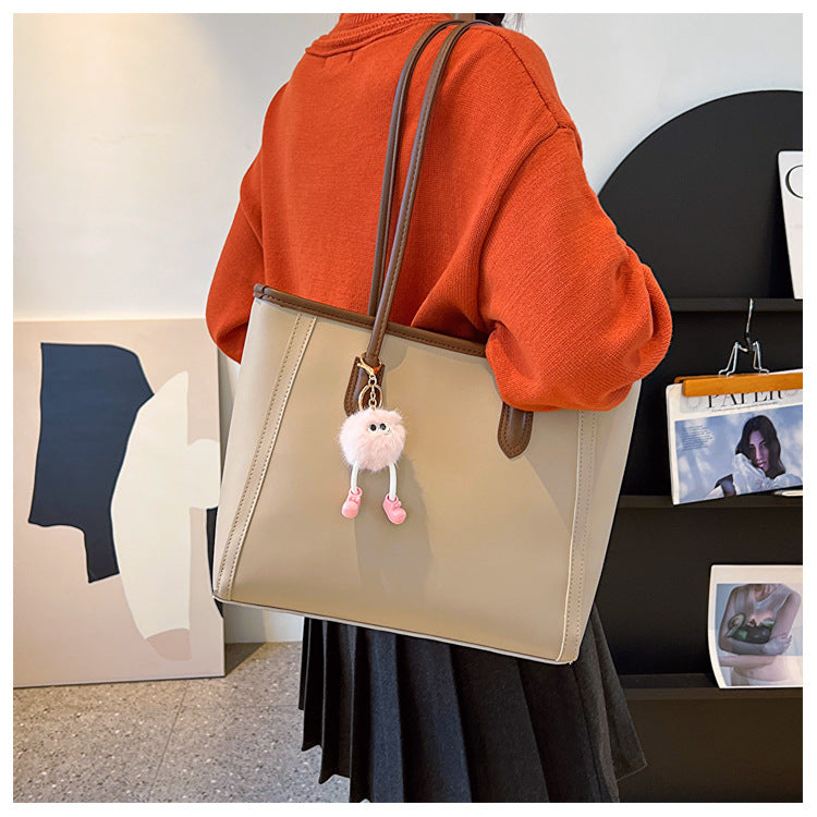Brown Chic Large Capacity Tote Bag - PU Leather Commuter Shoulder Handbag for Women Tristar Online