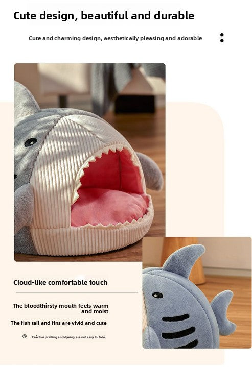 Novelty Shark Pet Cave Bed Enclosed Cozy Sleeping Nest for Cats and Small Dogs Soft Flannel Year Round Comfort Light Blue L Size Tristar Online