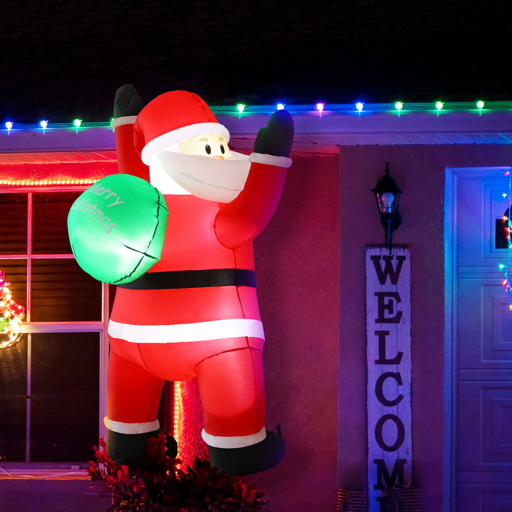 Jingle Jollys Christmas Inflatable Santa Climbing LED Illuminated Decorations 1.9M Tristar Online