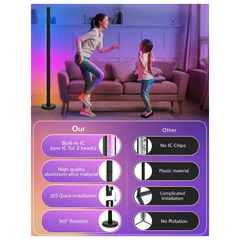 Ambient LED Bluetooth Modern Floor Lamp (40CM) with 16 Million Colors, Music Modes & Color Changing Standing Lamp - Black