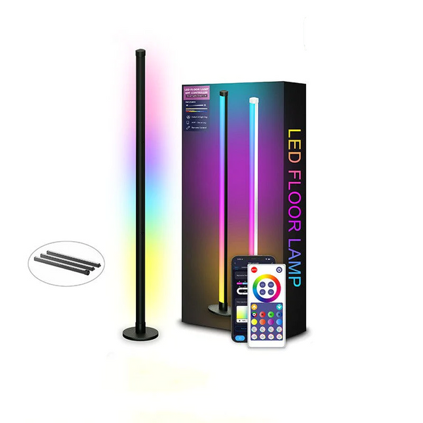 Ambient LED Bluetooth Modern Floor Lamp (40CM) with 16 Million Colors, Music Modes & Color Changing Standing Lamp - Black