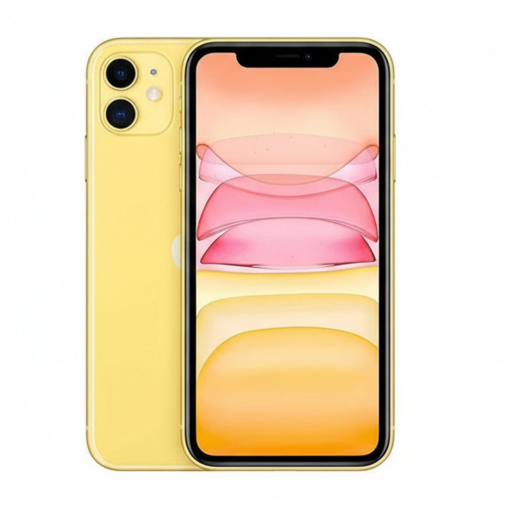 Refurbished iPhone 11 64GB – flat-lay front/back view, no visible marks