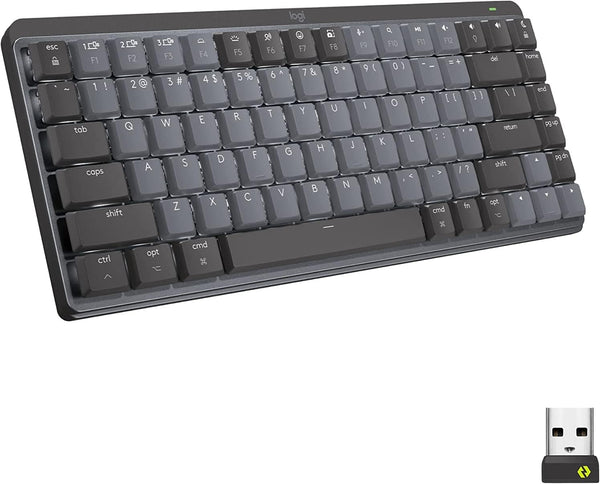Logitech MX Mechanical Mini Wireless Illuminated Keyboard, Tactile Quiet Switches, Backlit, Bluetooth, USB-C, MacOS, Windows, Linux, iOS, Android, Metal (OPEN NEVER USED) Logitech
