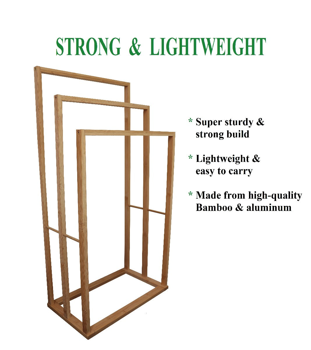 CARLA HOME Bamboo Towel Bar Holder Rack 3-Tier Freestanding for Bathroom and Bedroom Tristar Online