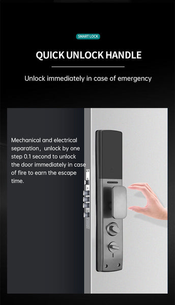 Tuya Q8 5 in 1 Smart Door Lock - Multi Function Fingerprint Passcode Access Card Metal Key Tuya