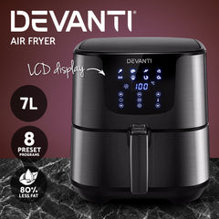 Devanti Air Fryer 7L LCD Fryers Oven Airfryer Kitchen Healthy Cooker Stainless Steel Tristar Online