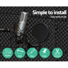 Alpha 20pcs Acoustic Foam Panels Studio Sound Absorption Eggshell 50x50CM Tristar Online