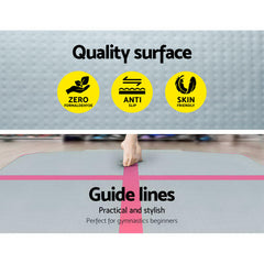 Everfit GoFun 3X1M Inflatable Air Track Mat with Pump Tumbling Gymnastics Pink Tristar Online