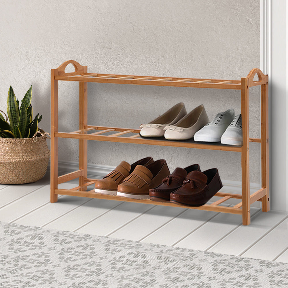 Artiss 3 Tiers Bamboo Shoe Rack Storage Organiser Wooden Shelf Stand Shelves Tristar Online