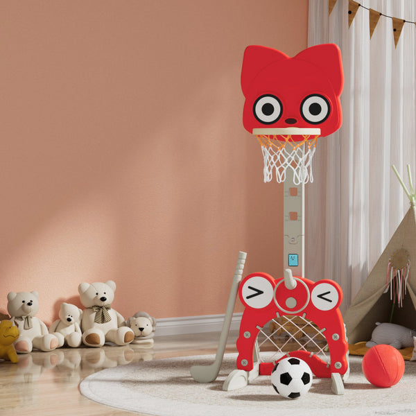 Everfit Kids Basketball Hoop Stand Adjustable 5-in-1 Sports Center Toys Set Red Tristar Online