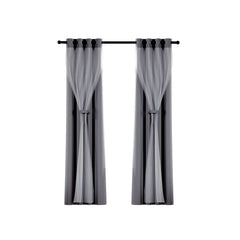 Artiss 2X 132x304cm Blockout Sheer Curtains Charcoal Tristar Online