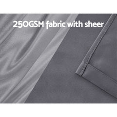 Artiss 2X 132x304cm Blockout Sheer Curtains Charcoal Tristar Online
