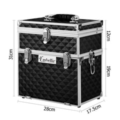 Embellir Portable Cosmetic Beauty Makeup Carry Case with Mirror - Diamond Black Tristar Online