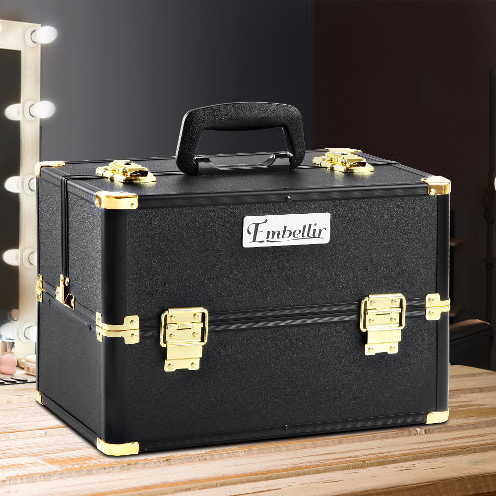 Embellir Portable Cosmetic Beauty Makeup Case - Black & Gold Tristar Online