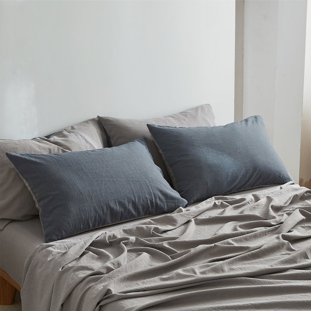 Cosy Club Sheet Set Cotton Sheets Double Dark Blue Grey Tristar Online