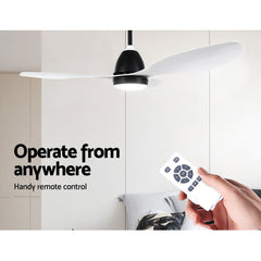 Devanti Ceiling Fan Light Remote Control Ceiling Fans White 48'' 3 Blades Tristar Online
