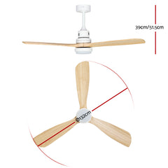 Devanti 52'' Ceiling Fan LED Light Remote Control Wooden Blades Timer Fans Tristar Online
