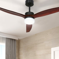 Devanti 52'' Ceiling Fan LED Light Remote Control Wooden Blades Dark Wood Fans Tristar Online
