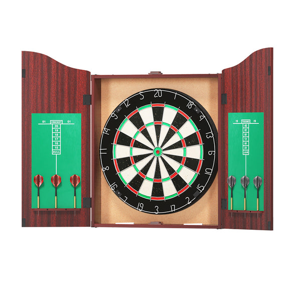 18" Dartboard Dart Board with Steel Darts Wooden Cabinet Party Game Tristar Online